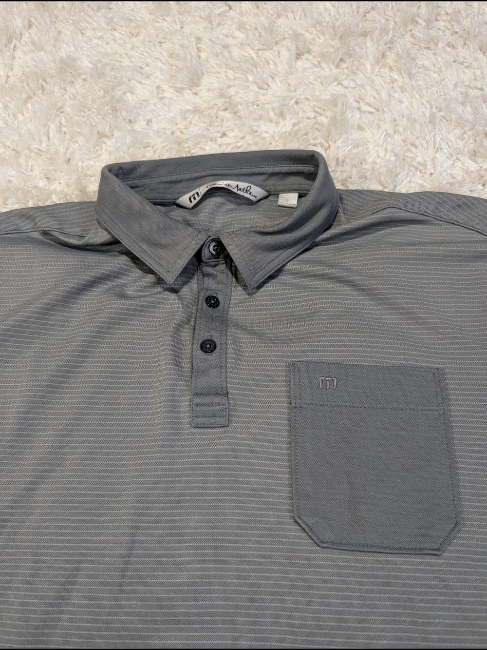 Travis Mathew Men's Heather Gray Performance Polo with Chest Pocket